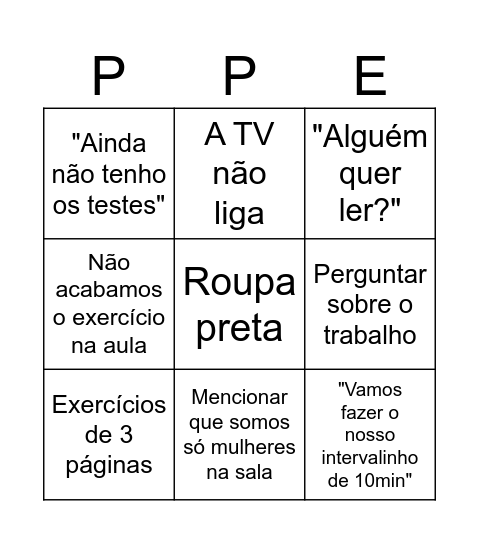 Bingo de Terça Bingo Card