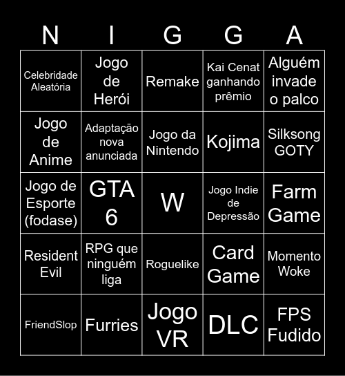 Game of The Year 2025 Bingoal Bingo Card