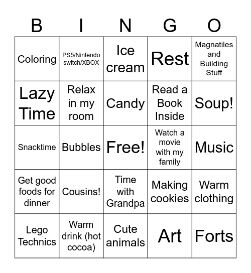 Self-Care Bingo Card