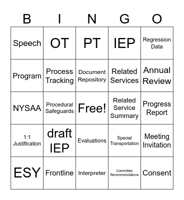 CSE Clerical BINGO Card