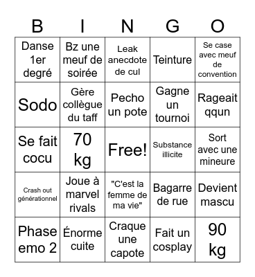 Camille Bingo Card