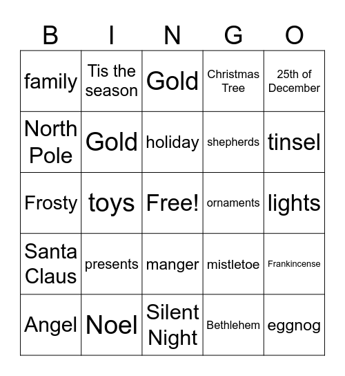 Christmas Bingo Card