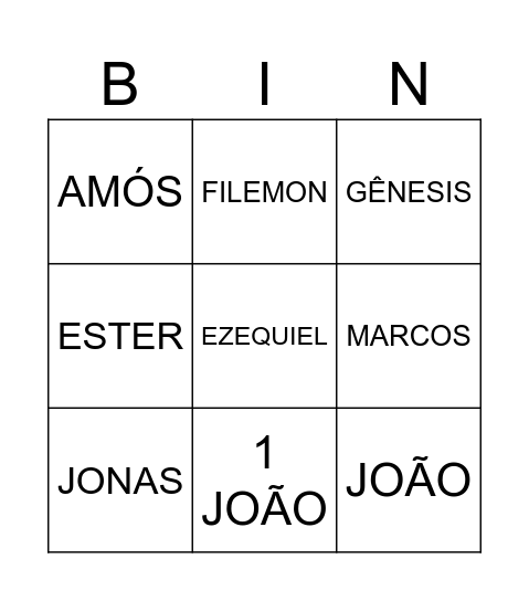 BINGO LIVROS DA BÍBLIA Bingo Card