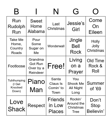 Songs Everyone Knows Bingo Card