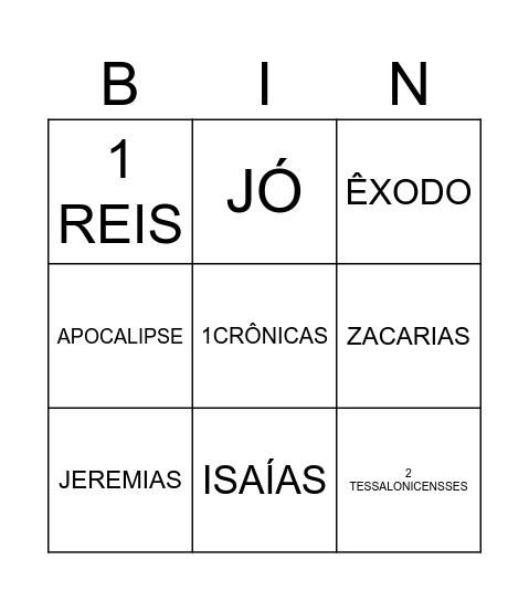 BINGO LIVROS DA BÍBLIA Bingo Card