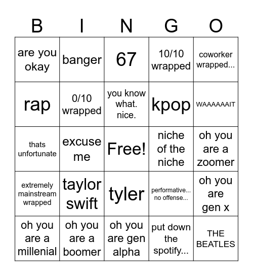 Wrapped Bingo Card