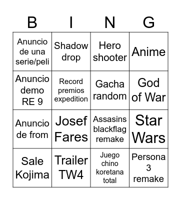 Goti bingo koretana Bingo Card