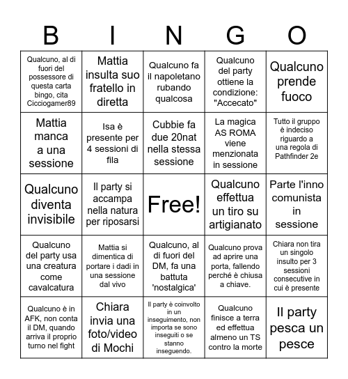 Pathfinder Bingo! Bingo Card