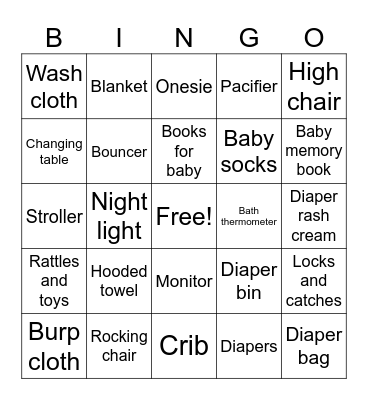 Baby Boy Bingo Card