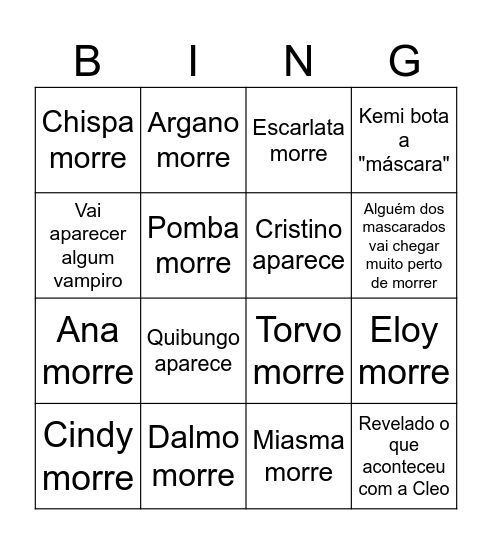 Episódio 7 de Hexatombe Bingo Card