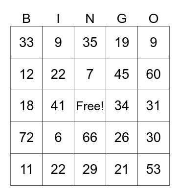 Holiday party Bingo Card