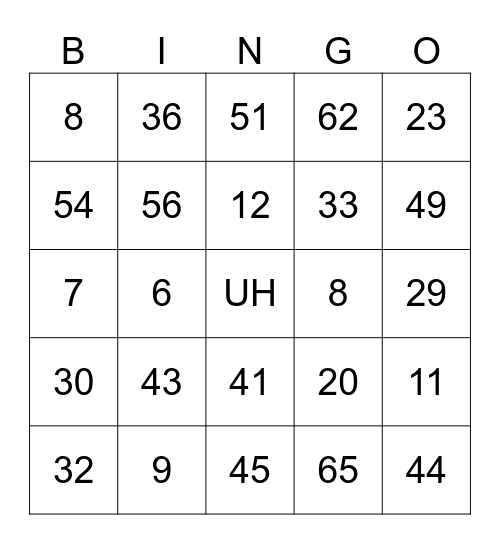Holiday party Bingo Card