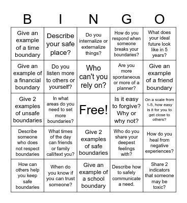 Boundaries Bingo Card