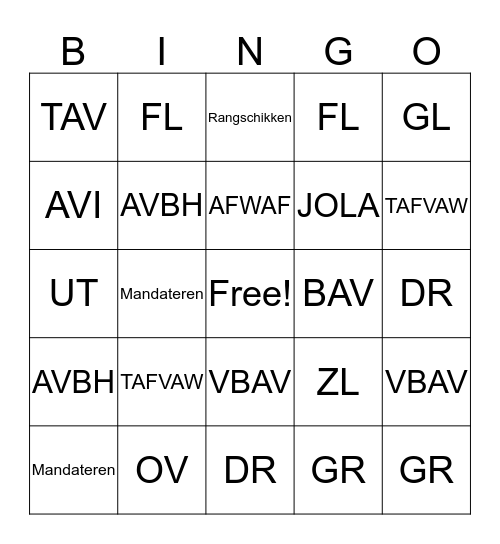 POP3 Bingo Card