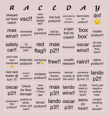 zoey’s abu dhabi 2025 bingo!! Bingo Card