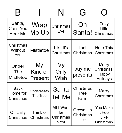 Now That's Christmas Bingo Card