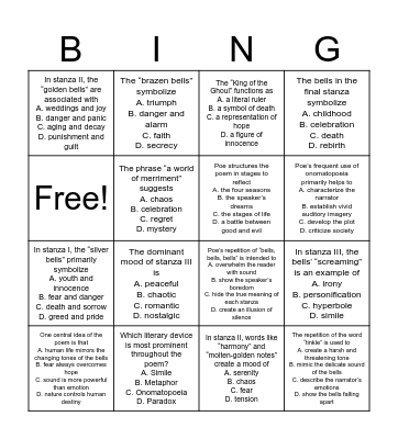 "THE BELLS" BINGO Card