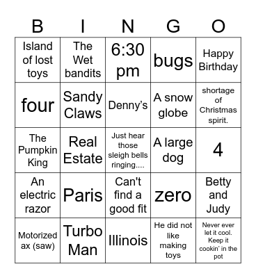 Holiday Movie Trivia: Classic Edition Bingo Card