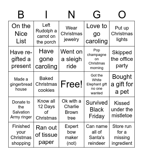 Christmas Bingo Card