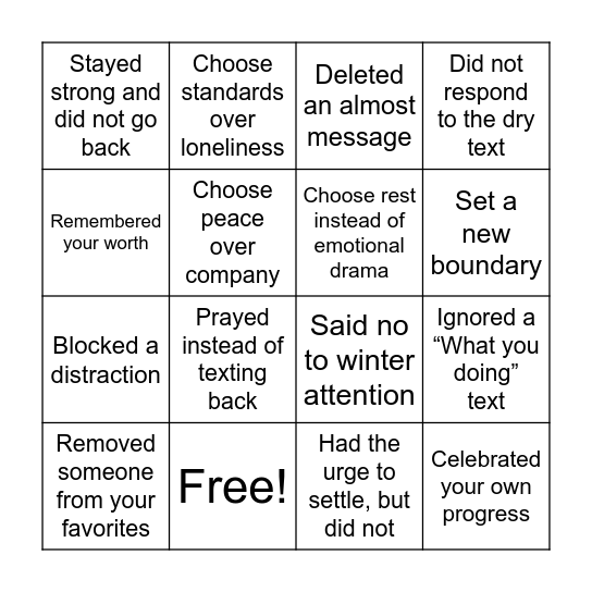 Cuffing Season TST Bingo Card