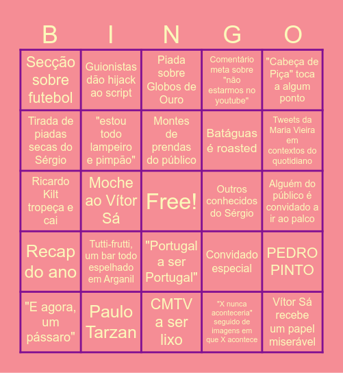 Conteúdo do Batáguas #2 Bingo Card