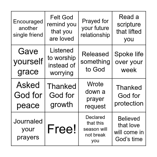 Faith and Encouragement TST Bingo Card