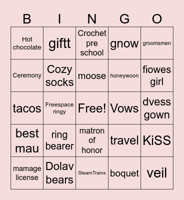 Unti Bingo Card