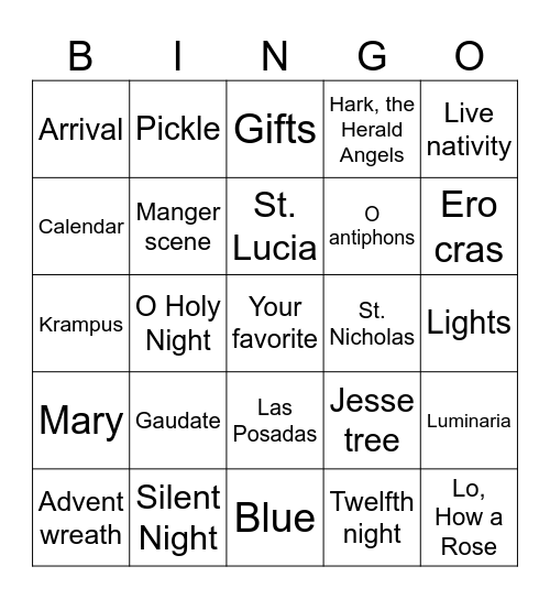 Advent Bingo Card