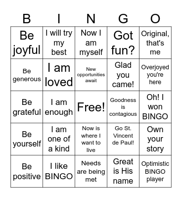 SVDP Chili Bowl BINGO Card