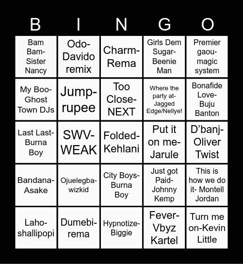 ♫ Vangie's Hits♫ Bingo Card