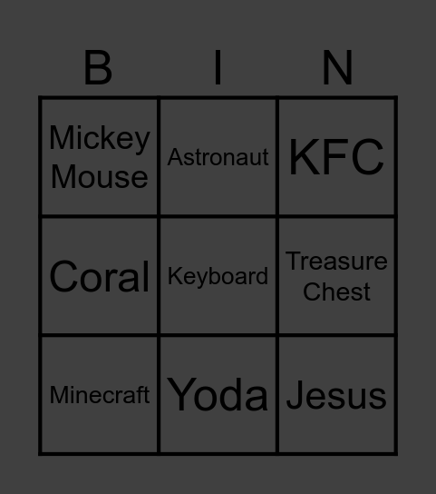 Infinite Craft BINGO Card