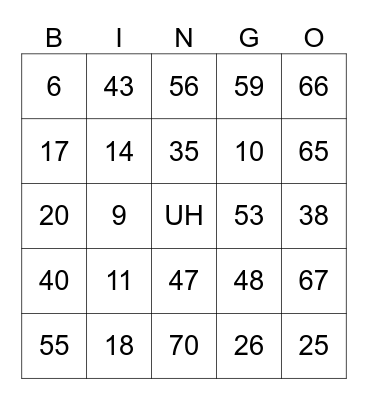 Holiday Party Bingo Card