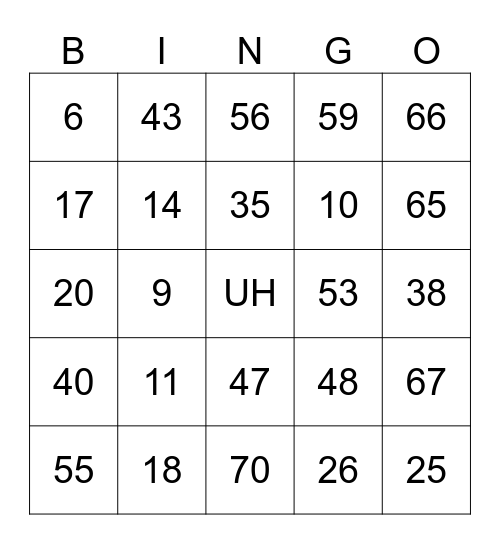 Holiday Party Bingo Card