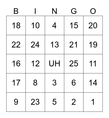 Holiday Party Bingo Card