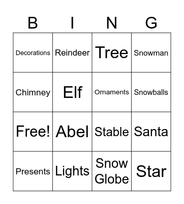 Christmas Bingo Card