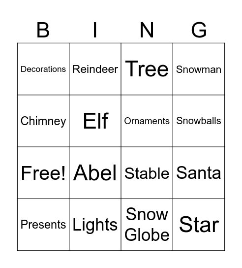 Christmas Bingo Card