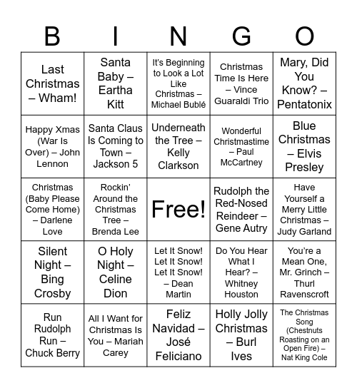 Christmas Bingo! Bingo Card
