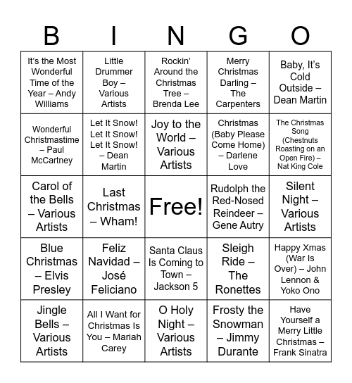 Christmas Bingo! Bingo Card