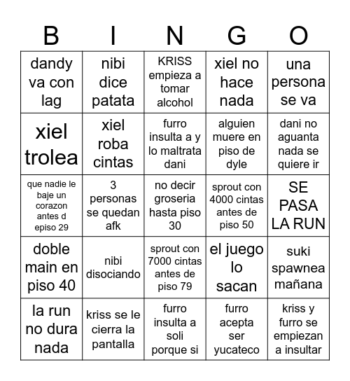 piso 100 Bingo Card