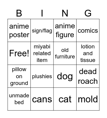 Room bingo Card