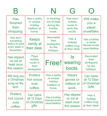 People of the Admin Center - Holiday Version Bingo Card