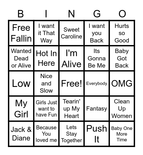 DJ G-Kue's Party Music Bingo V3 Bingo Card