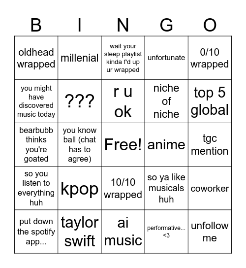 BINGOOOO Bingo Card