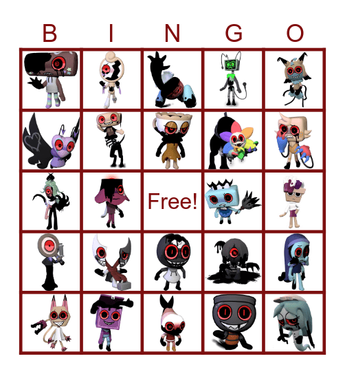 Dandy's World Twisted Bingo Card