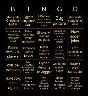 Dec Jiggie Bingo Card