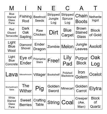 Minecraft Bingo Card