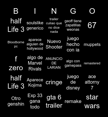 zzzz Bingo Card