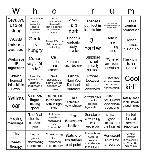 Conan Bingo Card