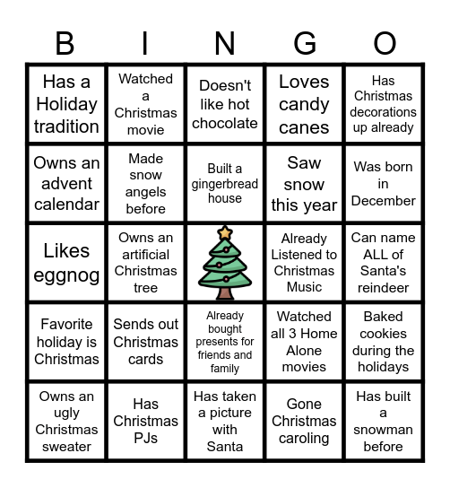 Holiday Bingo Card