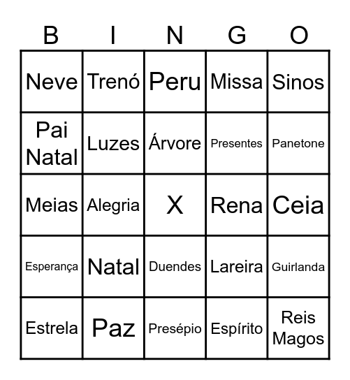 BINGO DE NATAL Bingo Card